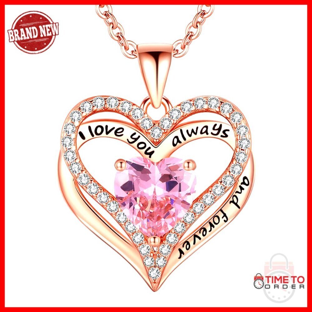 Sterling Silver Heart Pendant Necklace Elegant Rose Gold Plated Gift